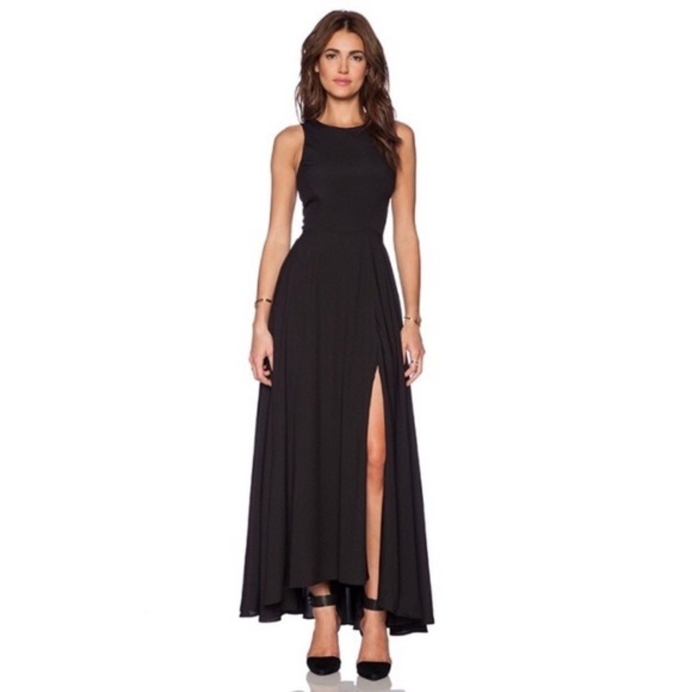 Revolve Black Naven maxi dress with slit